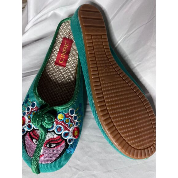 CINAK Women's Embroidered Flats Slippers Backless Slip-on Loafers Size 43 / 10 - Picture 8 of 8